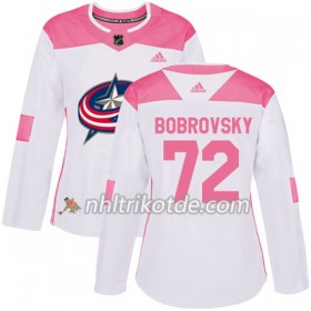 Columbus Blue Jackets Trikot Sergei Bobrovsky 72 Adidas 2017-2018 Weiß Pink Fashion Authentic - Dame